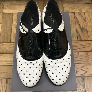 Michael Kors Collection Black and White Polka Dot Oxford